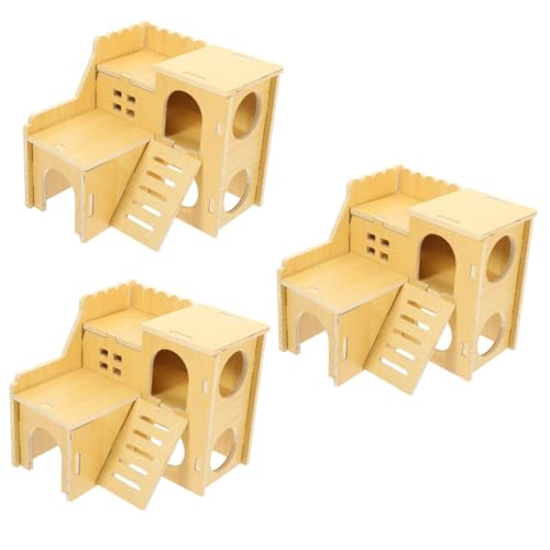 3pcs hamster cabin outdoor squirrel house rabbit hideout hamster climbing toy pet supply rabbit Bird House guinea pig feeder wood hamster to sleep wooden the bird's nest von minkissy