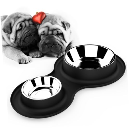 Napf für Hunde Näpfe für Hunde Feeder Hund Futterspender für kleine Hunde Futterspender Keramik Pet Bowl Keramik Hundenäpfe Dual Hundefutternapf Dual Pet Bowl Edelstahl Napf Matte von minkissy