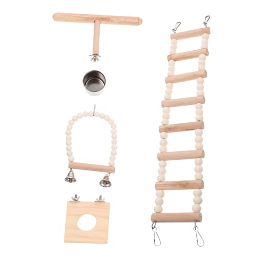 minkissy 1 Hamster-Spielzeug Vogelleiter Spielzeug Vögel hängen Barsch Spielzeuge Spielset aus Holz Papageienspielzeug aus Holz Käfigspielzeug für Meerschweinchen kauen die Schaukel von minkissy