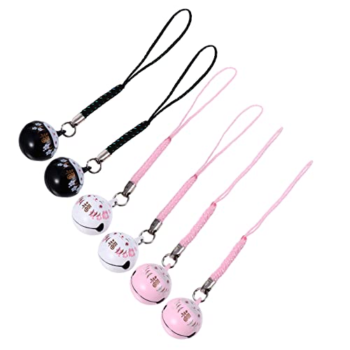 minkissy 1 Satz 6 STK Glückliche Katzenverzierung Anime Keychain Katze Deko Heaven Schlüsselanhänger Rosa Maneki Neko Hanako Winkekatze Mittelfinger Katzen Deko Sammlung Taschen Kupfer von minkissy