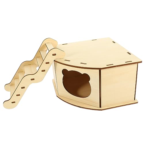 minkissy 1 Satz Hamster Holzhaus DIY Zusammengebautes Spielzeug Kleintier Lebensraum Dekoration Hamsterspielzeug Haustiere Hamsterburg Hamsterspielplatz Igelhaus Schmücken Klettern Hölzern von minkissy