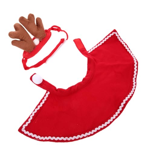 minkissy 1 Satz Hundekleidung Für Den Haustier-Rentier-Outfit Weihnachtskatzenumhang Weihnachtsoutfit Für Hunde Hunde-weihnachtskleid Wintermantel Für Haustiere Outdoor-Hund Stoff Die Katze von minkissy