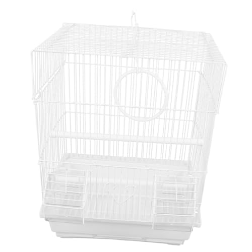 minkissy 1 Satz Vogelkäfig Papageienkäfig aus Draht Lovebird-Käfig Birdcage Bird cage Vogelhaus Vogelträger im Freien Conure-Käfig Jade Vogel Haustier Vogel Kegelschwanz Reisen Plastik Weiß von minkissy