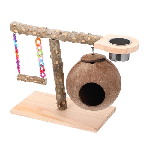 minkissy 1 Set Papageienständer Holz Vögel Spielständer Vogel Tischplatte Training Ständer Vogel Gym Spielplatz Nymphensittich Desktop Spielzeug Papagei Unterhaltung Spielzeug Edelstahl Stützrahmen von minkissy