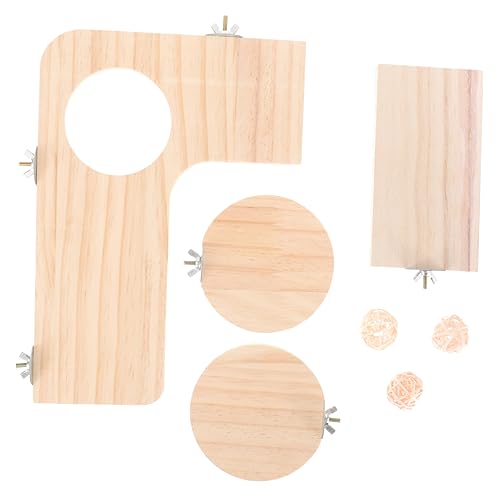 minkissy 1 Set Springboard Set Papagei Sitzstange Ständer Hamster Holz Plattform Frettchen Töpfchen Training Käfig Ständer Hamster Spielplatz Eichhörnchen Springständer Holz Spielzeug Massivholz von minkissy