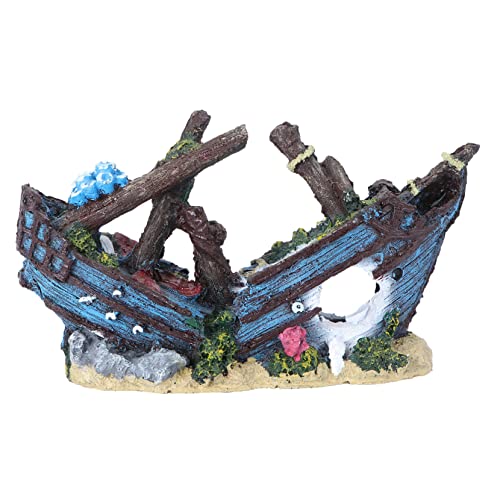 minkissy 1 x Piratenschiff-Wrack Betta Fischschale Aquarium Zucht Höhle Garnelen Verstecken Höhle Reptilien Haustier Haus Ornament Betta Fisch Tank Landschaftsbau Harz Schiffswrack Fischboot von minkissy