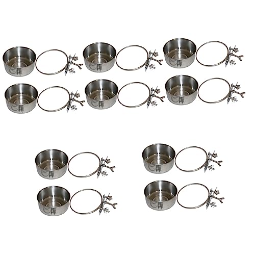 minkissy 10 Pcs feeder bird food container parrot food holder bird food dish clamp holder coop cup food water bowls bird feeding supplies stainless steel dishes coop alloy rabbit indoor von minkissy