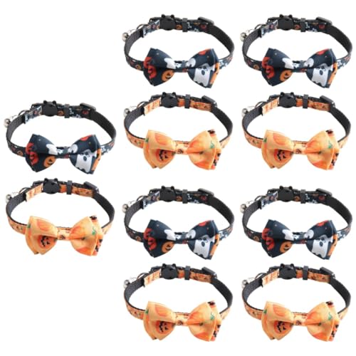 minkissy 10 STK Katzenhalsband Verstellbares Hundehalsband Kürbisdekoration Halsschmuck Für Haustiere Kätzchenhalsbänder Kürbisse Dekor Halloween-dekor Glockenförmig Polyester Halskragen von minkissy