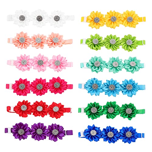 minkissy 12Pcs pet flower collar diamond necklaces crystal puppy collars statement necklace adjustable gemstone necklace puppy flower collar dog flower collar polyester the dog cat von minkissy