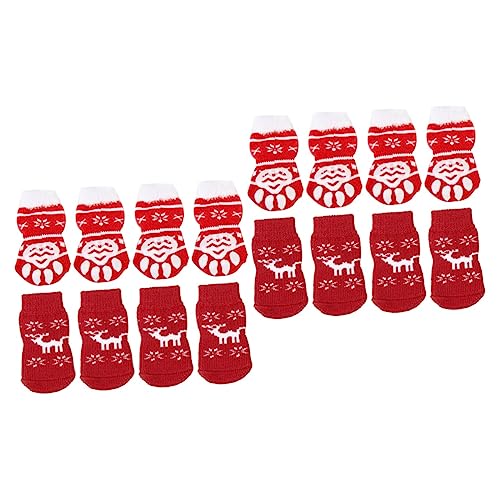 minkissy 16 STK Vorhandener Haustierwelpe Hundepfotenschutz Wintersocken Hundesocken Für Mittelgroße Hunde Warme Thermosocken Aus Baumwolle Hundesocken Mit Griffen Weihnachtssocken Hündchen von minkissy