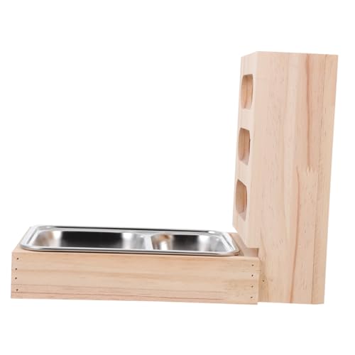 minkissy 1pc Edelstahl Futterbehälter Pet Feeder Heuraufe für Kaninchen Kaninchen Käfige Indoor Futterspender Indoor Kaninchen Stall Indoor Kaninchenkäfig Meerschweinchen Feeder Holz Tier Werkzeug von minkissy