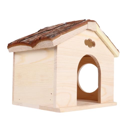 minkissy 1pc wooden house dog house outdoor bunny stall outdoor squirrel house guinea Pig small animal houses & habitats squirrel house kit Chinchillas bed hamster house natural von minkissy