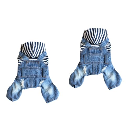 minkissy 2 Pcs Denim Hundegeschirr Hundemäntel Hund Outfits Doggy Kleidung Hund Footie Pyjama Lustige Hundekostüme Hundejacken Kleine Hund Kleidung Overall Hund Clotes Frühling und Sommer Kleidung von minkissy