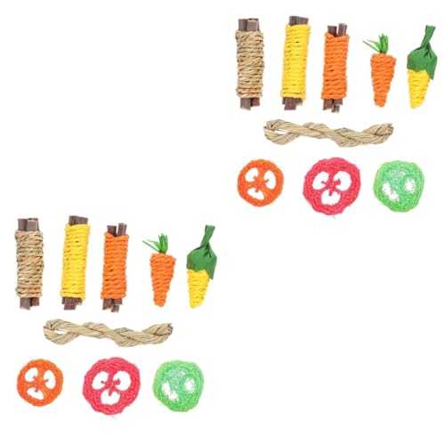 minkissy 2 Sätze Hamster-Spielzeug Kleintierkauen Hasenspielzeug Hasenanzug Kauspielzeug Für Kaninchen Welpen Snacks Kaninchen Leckerbissen Für Hasen Hasenkauspielzeug Karotte Hölzern Käfig von minkissy