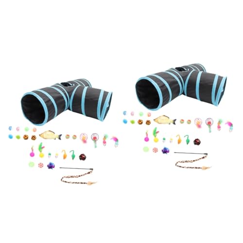 minkissy 2 Sets Haustier Katze Spielzeug Katze Tunnel Tube Kätzchen Interaktives Spielzeug Bulk Plüsch Spielzeug Welpenspielzeug für Katzen Indoor Cat Stuff Kätzchen Spielzeug Bulk Toys Cat Teaser von minkissy