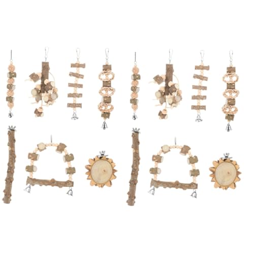 minkissy 2 Sets Papagei Kralle Stick Vogel Shredder Biss Spielzeug Holz Hamster Leiter Vogel Brücke Vogel Glocke Spielzeug Vogel Holz Kauspielzeug Papagei Schaukel Papagei Spielzeug Der Vogel Pfeffer von minkissy