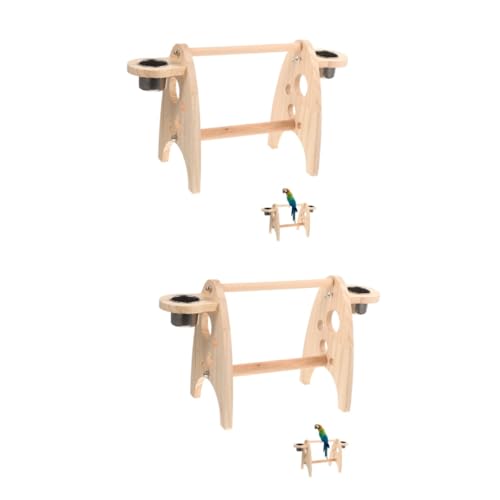 minkissy 2 Sets Papageienzubehör Nymphensittich Vogel Spielständer Papageienständer Holz Vogelstange Holz Spielzeug Holz Vogelständer Indoor Spielset Sittich Käfig Zubehör Liebe Holzsockel Büro von minkissy