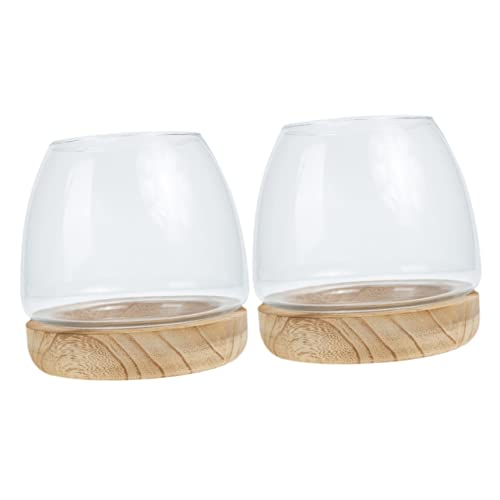 minkissy 2 Sets transparente Glasvase für Aquarien, Tisch-Anzuchtvasen, Terrarium, Sukkulenten, Übertopf, Hochzeit, Tafelaufsätze, Terrarium, Fischschale, Luft, Pflanztöpfe, Hammelfleisch, Holz von minkissy