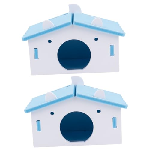 minkissy 2 pcs Hamster Caveolae Schlafhaus Kleintiere Haus Igel Käfig Zubehör Hamsterkäfig Hamster Schlafnest Hamsternest Hamsterhaus Hamsterhöhle Bett Haustier Zwerg Holz von minkissy