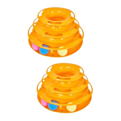 minkissy 2 pcs Pets Tracks Tower Toys Three Level Cat Tracks Toy cat balls wand toy cat activity center interactive cat toy cat toy roller circle track cat toy doggy toys cat tease kitten von minkissy