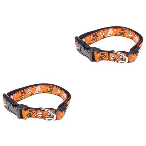 minkissy 2 x Haustierhalsband, Halloween-Dekoration, Halsband, Halloween-Hundezubehör, kleines Hundegeschirr, verstellbares Welpenhalsband, Haustier-Halloween-Halsband, Tierhalsband, Nylon, von minkissy