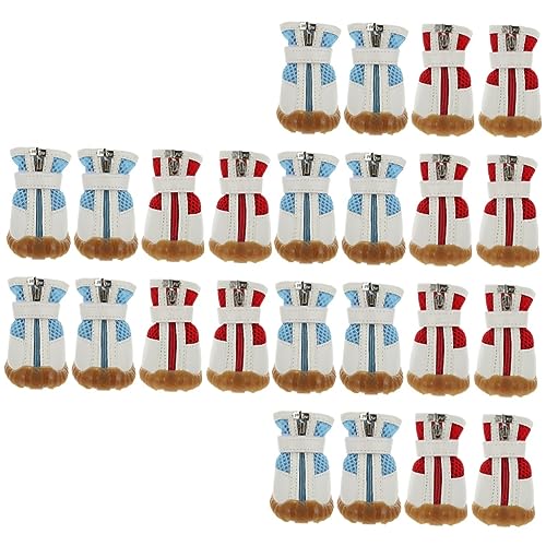 minkissy 24 STK Haustierschuhe hundeschuhe Schneeschuhe für kleine Hunde Sommer Hundepfotenschutz Welpe Mesh-Schuhe für Haustiere Haustier-Reißverschlussschuhe Hündchen von minkissy