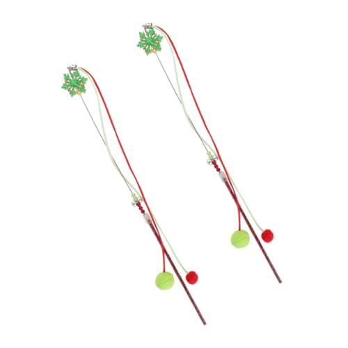 minkissy 2Pcs cat teaser Cat Exerciser Wand cat toys with catnip cat toys interactive cat wand interactive cat toys Cat Playing Wands santa toys for kids Christmas steel wire felt von minkissy