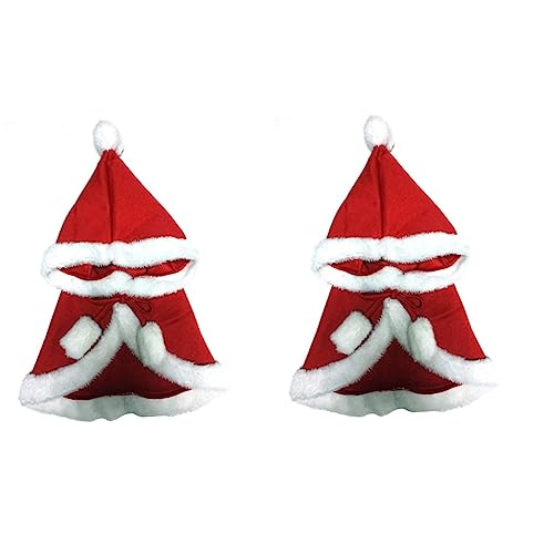 minkissy 2St Katze Santa Umhang Welpen Mantel mit Weihnachtskostüm für Haustiere Haustierbekleidung in S/M Halloweenkostüm Welpen-Outfits Hundekostüm für Weihnachten Hundekleidung von minkissy