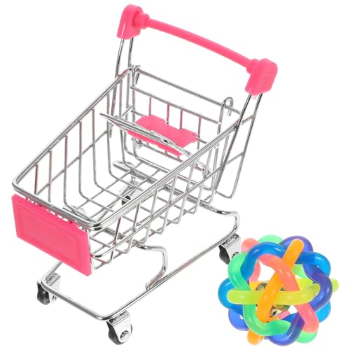 minkissy 2St Papagei Kinderwagen Papageienwagen Spielzeug Lernspielzeug Einkaufswagen Spielzeuge Papageienspielzeug Trolley-Spielzeug für Haustiere kauen Vogel Auto Einkaufen Legierung von minkissy