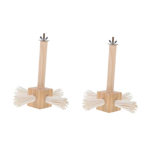 minkissy 2St Papagei Spielzeug holzspielzeug Wooden Toys Spielzeuge Vogel Steht für Papageien Vogelkäfigständer Langen Barsch aufstehen Puzzle-Vogel rotieren läute die Glocke von minkissy