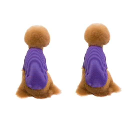 minkissy 2st Hundebekleidung Hasenpfoten-Pads Streifen Hundehemden Frühlings- Und Sommerkleidung Für Hunde Kleidung Für Kleine Hunde Lila Welpenkostüm Für Hunde Pyjama Haustier Violett von minkissy