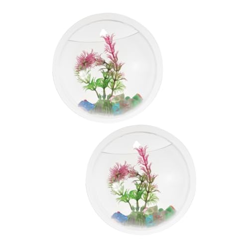 minkissy 2St Wand Goldfischglas Blumentöpfe drinnen Pflanzenhalter für die Wand Retro Aquarium Töpfe für Pflanzen Betta-Fischschale große Acrylvasen hängend Wandbehang Blumentopf schmücken von minkissy