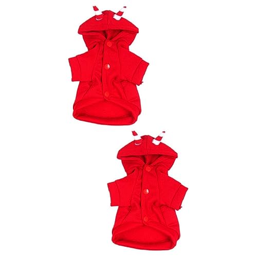 minkissy 2St Baumwolle Kleidung für kleine Hunde Welpe Halloween Halloweenkostüm Welpenkleidung warme Hoodies Welpen-Hoodie Hundebedarf Cosplay Hundekleidung Zubehör Jacke mit Hut rot von minkissy