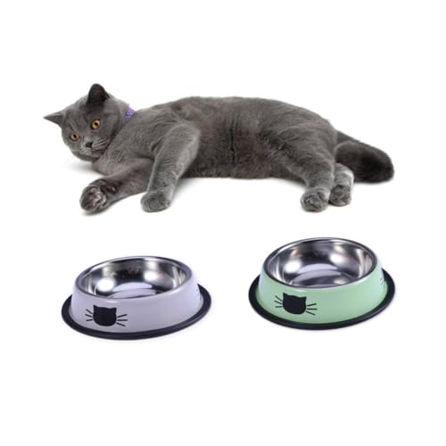 minkissy 2pc Pet Supplies Katzennapf Haustiernapf Haustierzubehör Katzenfutterschale Hundenapf Edelstahl von minkissy