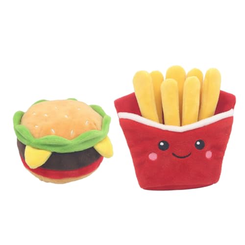 minkissy 2pcs Pet Toy Plush Squeaky Toy Puppy Bite Toy Pet Playing Toy Puppy Plush Squeaker Puppy Dental Toy Crinkle Dog Toy Chicken Hats for Hens Stuffed Faultier Plush Toy Animal Hamburger von minkissy