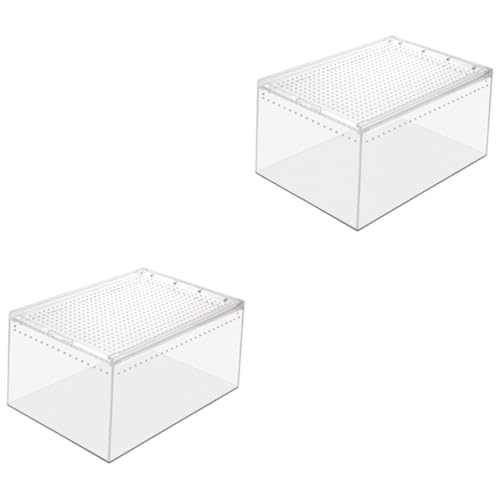 minkissy 2pcs Reptilien-Futterbox Schnecke Einsiedler Krabbe Tank Reptilien Gehäuse Reptilienhaus Aquarium Zucht Tank Reptilien Lebensraum Springen Spinne Gehäuse Acryl Klettern Haustier Kleine Fall von minkissy