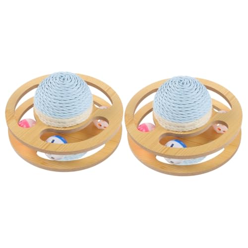 minkissy 2pcs Sisal Plattenspieler Spielzeug Katze Scratchers Katze Ball Spielzeug Aktivität Pad Spielzeug für Kätzchen Katze Kratzbrett Katze Kratzpad Kätzchen Scratcher Holz Haushalt Schaber zu von minkissy