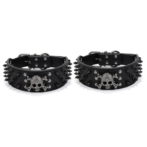 minkissy 2pcs Spikes Pet Collar Adjustable Pet Collar Adjustable Dog Collar Pet Safety Collar Chain Ring Skull von minkissy