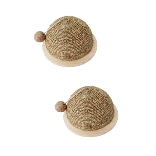 minkissy 2pcs cat grinding toy cat teaser rope toy pet scratcher cat scratch ball cat catching ball pet grinding ball pet toys cat scratch board semicircle Bamboo cat scratching mat von minkissy