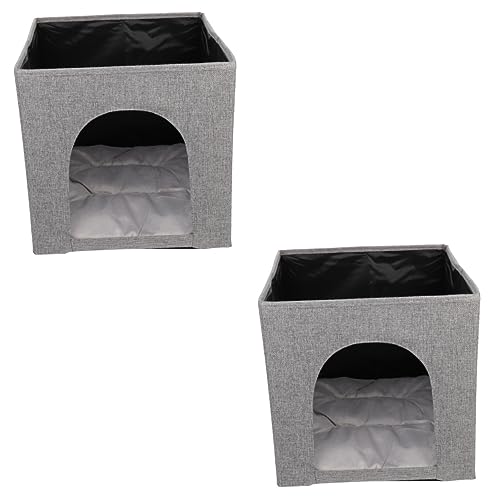 minkissy 2st Katzennest Katzenhauszimmer Katzenzelt Drinnen Katze Schlafplatz Erhöhtes Katzenbett Zusammenklappbare Katzenhäuser Wohnungskatze Welpenzelte Kleine Tiere Hase Reisen Leinen- von minkissy