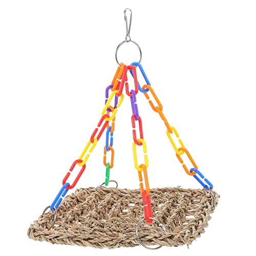 minkissy 2st Kletternetz Für Papageien Schaukelspielzeug Papagei Vogelbarsch Papageien-kletterschaukel Spielzeug Für Sittiche Aus Seegras Ständer Aus Vogelholz Wasserpflanzen Vögel Spa von minkissy