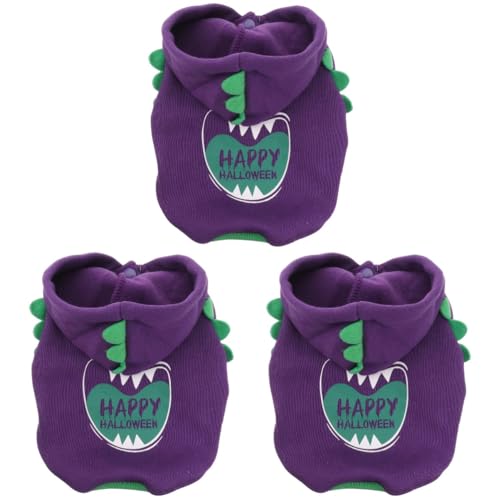 minkissy 3 STK Halloween-haustierkleidung Wintermantel Für Kleine Hunde Hund Katze Lustiger Mantel Halloween-welpen-Hoodie Für Kleine Hunde Violett Hundebedarf Polyester Herbst Und Winter von minkissy