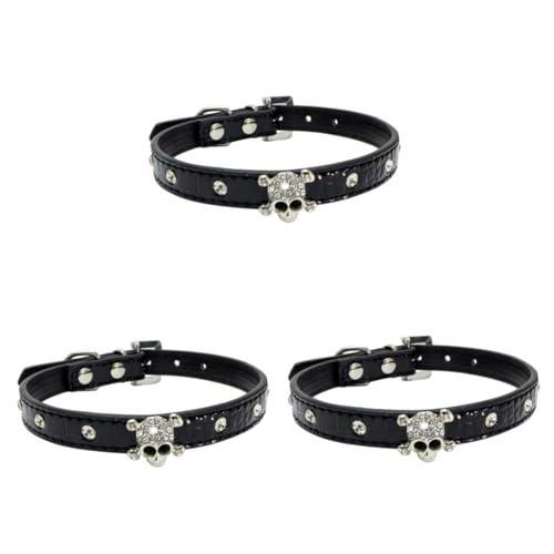 minkissy 3 STK Halloween-schädel-haustierhalsband Kleidung Junge Diamant Pu Skelett von minkissy