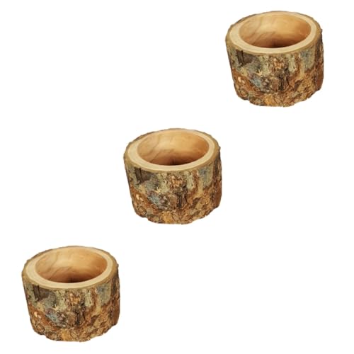 minkissy 3 STK Holz-Futter Becken für Haustiere Spielzeug für Vogelkäfige Meerschweinchenschale Spielset aus Holz Spielzeuge Futterautomat für Hamster Hamsterschale für Haustiere kauen Igel von minkissy