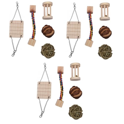 minkissy 3 Sets 5 Stück Holz Spielzeug Bunny Spielzeug Haustier Spielzeug Holz Kleintier Spielzeug Kaninchen Spielzeug Holz Hamster Spielzeug Hamster Kauspielzeug Haustier Spielbälle Home Spielzeug von minkissy