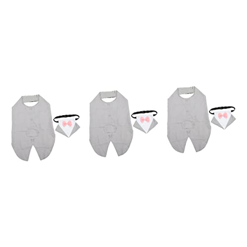 minkissy 3 Sets Hundeanzug Hund Smoking Pullover Hund Hochzeit Dekor Haustier Smoking Kleidung Hund Formelle Hochzeit Hemd Hund Kostüm Haustier Anzug Hund Ostern Hund Outfit Taschentuch Polyester von minkissy