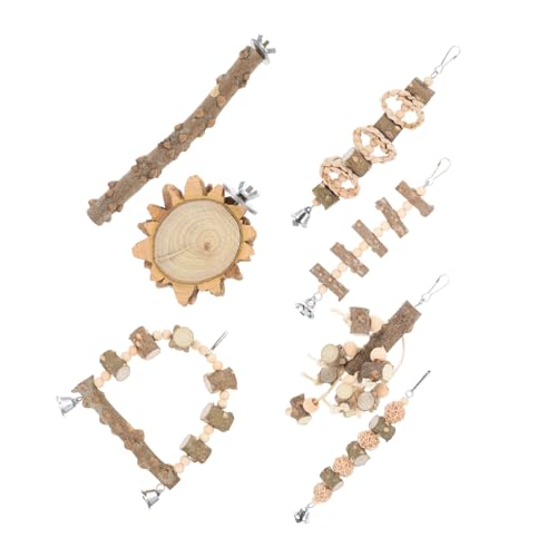 minkissy 3 Sets Papagei Klaue Stick Shred Hängematte Spielzeug Vogel Barsch Ständer Hamster Kauspielzeug Papagei Käfig Barsch Huhn Spielzeug Vogel Holz Brücke Vogel Kaubälle Vogelkäfige Holz Pfeffer von minkissy