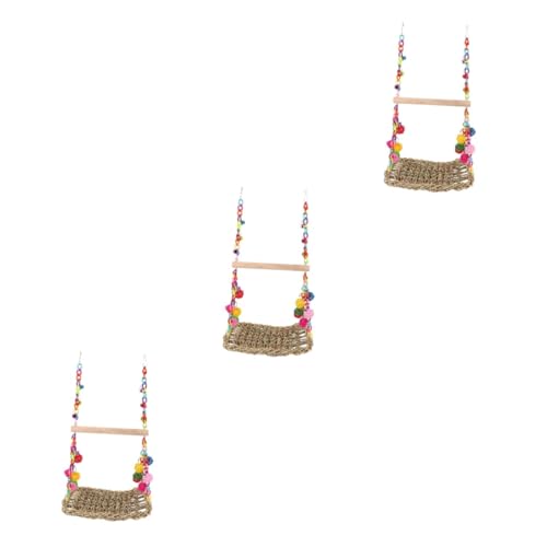 minkissy 3 Sets Papagei Sommer Hängematte Papagei Hängende Spielzeug Klettern Vogel Schaukel Vogel Schaukel für Nymphensittich Lustige Vogel Hängematte Huhn Spielzeug Sittich Lustige Vogel Barsch Holz von minkissy