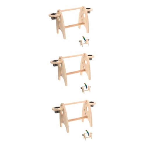 minkissy 3 Sets Papageienbedarf Naturholz Sitzstangen Papagei Vogel Sitzstange Vogelspielzeug Papagei Ständer Sitzstange Holz Spielzeug Stabile Basis Papagei Ständer Papagei Hängespielzeug Massivholz von minkissy