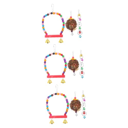 minkissy 3 Sets Papageienspielzeug Huhn Spielzeug für Stall Vogel Barsch Futtersuche Hängespielzeug Sittich Spielzeug Haustier Vogel hängende Glocke Lovebird Spielzeug Ara Käfig Papagei Zahnen von minkissy